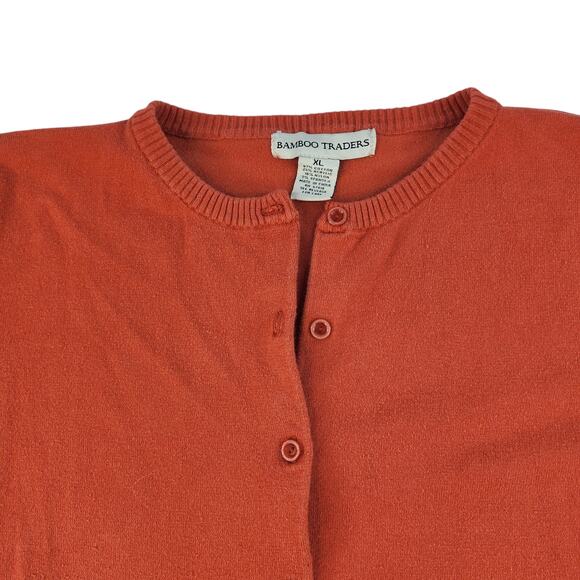 Orange Sweater Cardigan Womens XL Knit Button Up Long Sleeve Comfy All Seasons - Picture 7 of 14
